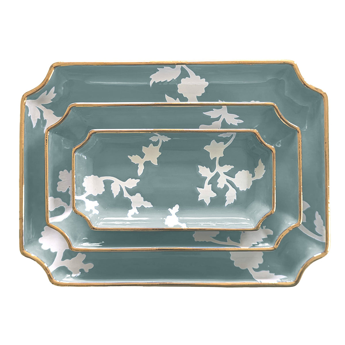 Chinoiserie Dreams Trays with Gold Accent (Various Sizes & Colors)