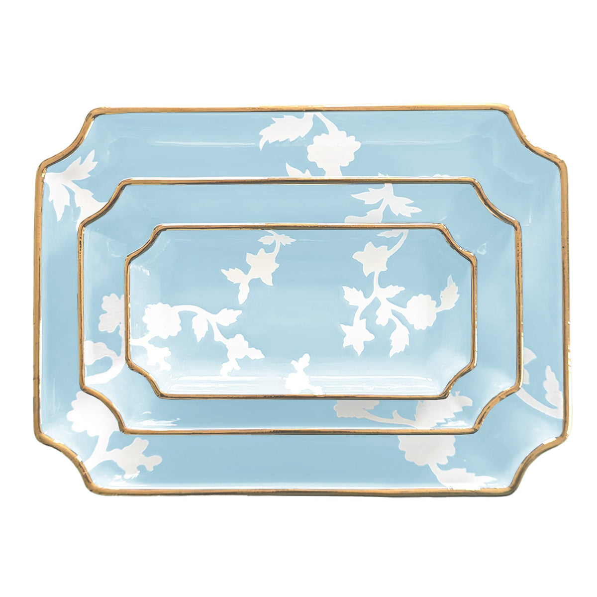 Chinoiserie Dreams Trays with Gold Accent (Various Sizes & Colors)