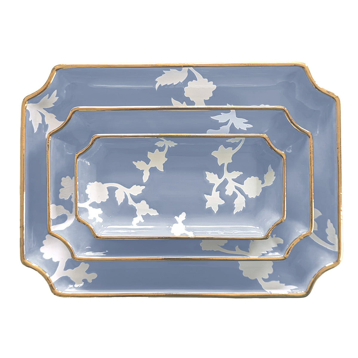 Chinoiserie Dreams Trays with Gold Accent (Various Sizes & Colors)