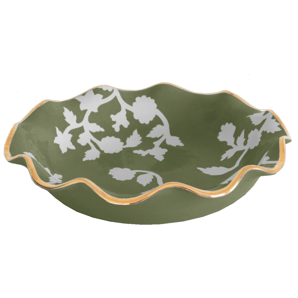 Chinoiserie Dreams Scalloped Bowls with 22K Gold Accent (Various Colors)