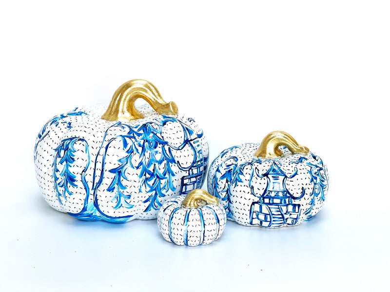Chinoiserie Ceramic Pumpkins (Various Sizes)