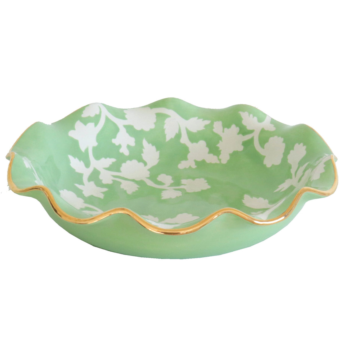Chinoiserie Dreams Scalloped Bowls with 22K Gold Accent (Various Colors)