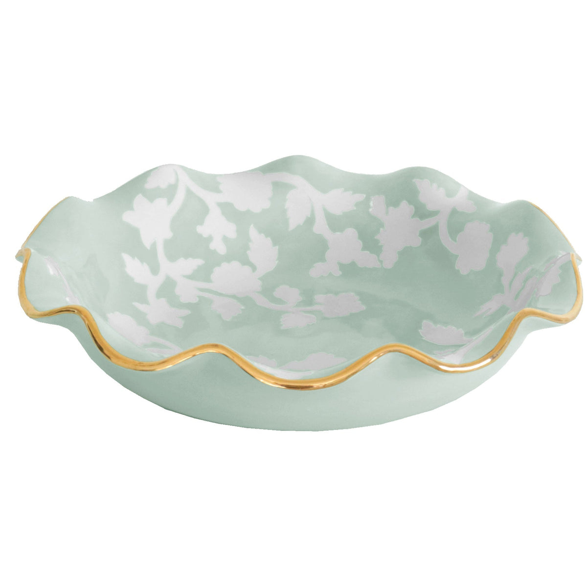 Chinoiserie Dreams Scalloped Bowls with 22K Gold Accent (Various Colors)