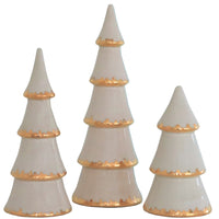 Beige Tiered Christmas Trees with 22K Gold Brushstroke Accent (Various Sizes)