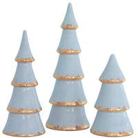 Hydrangea Blue Tiered Christmas Trees with 22K Gold Brushstroke Accent (Various Sizes)