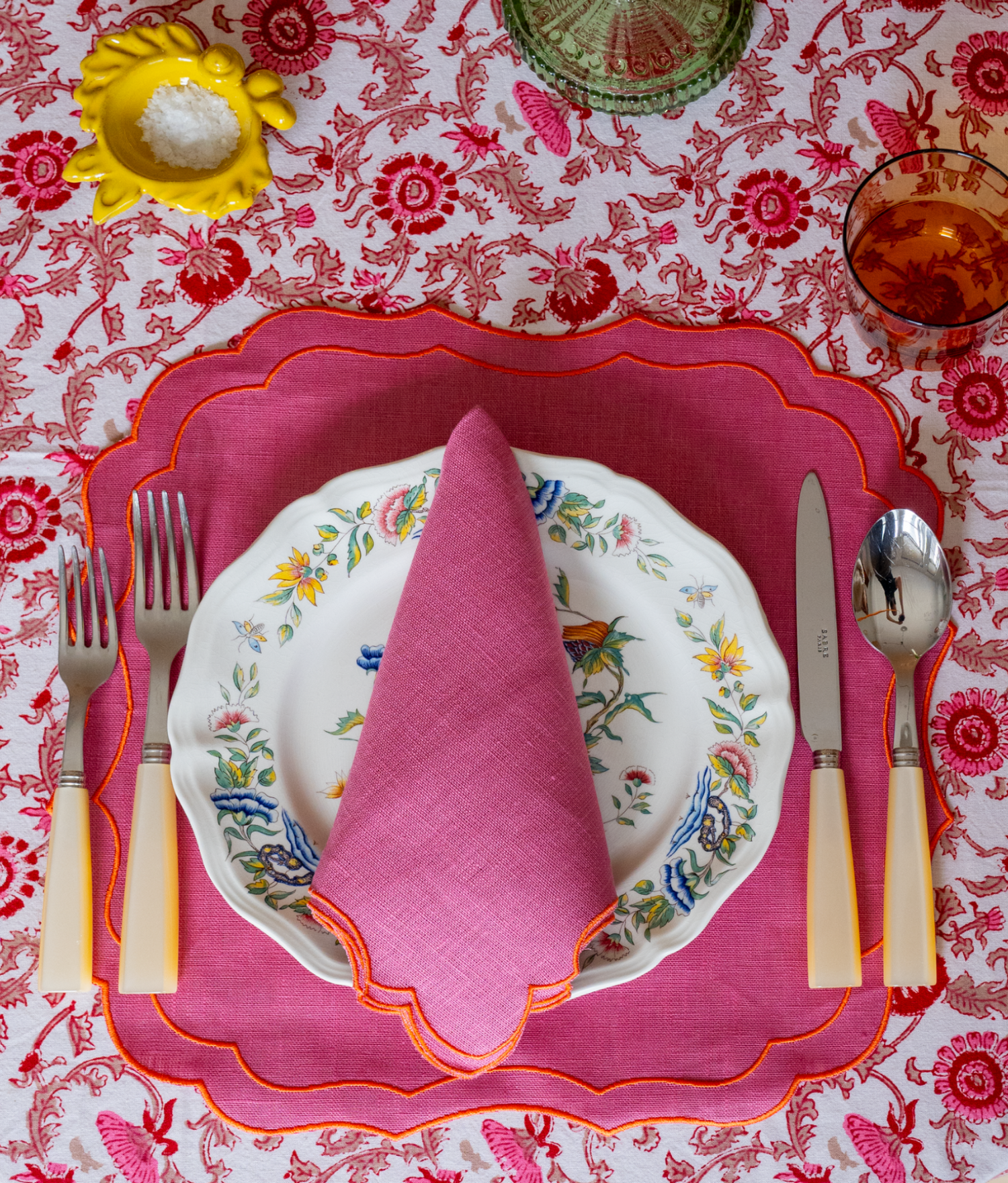 Angelina Linen Napkins, Cassis / Ambra