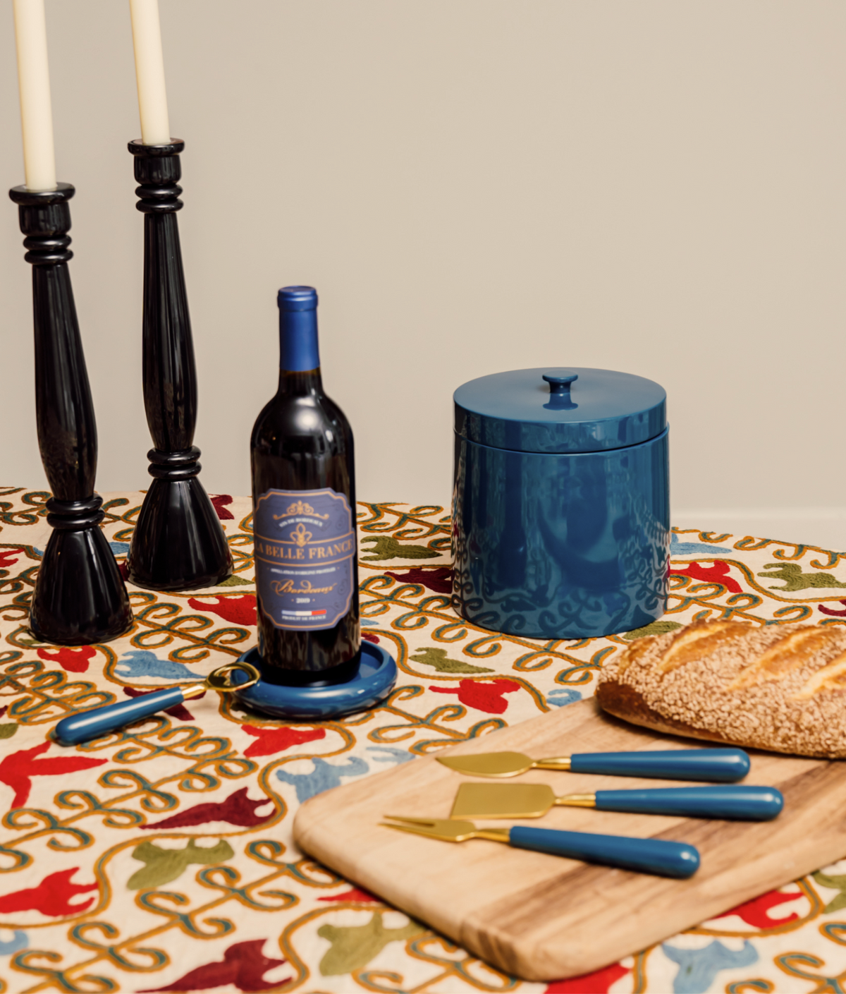 Roma Lacquered Ice Bucket, Blue