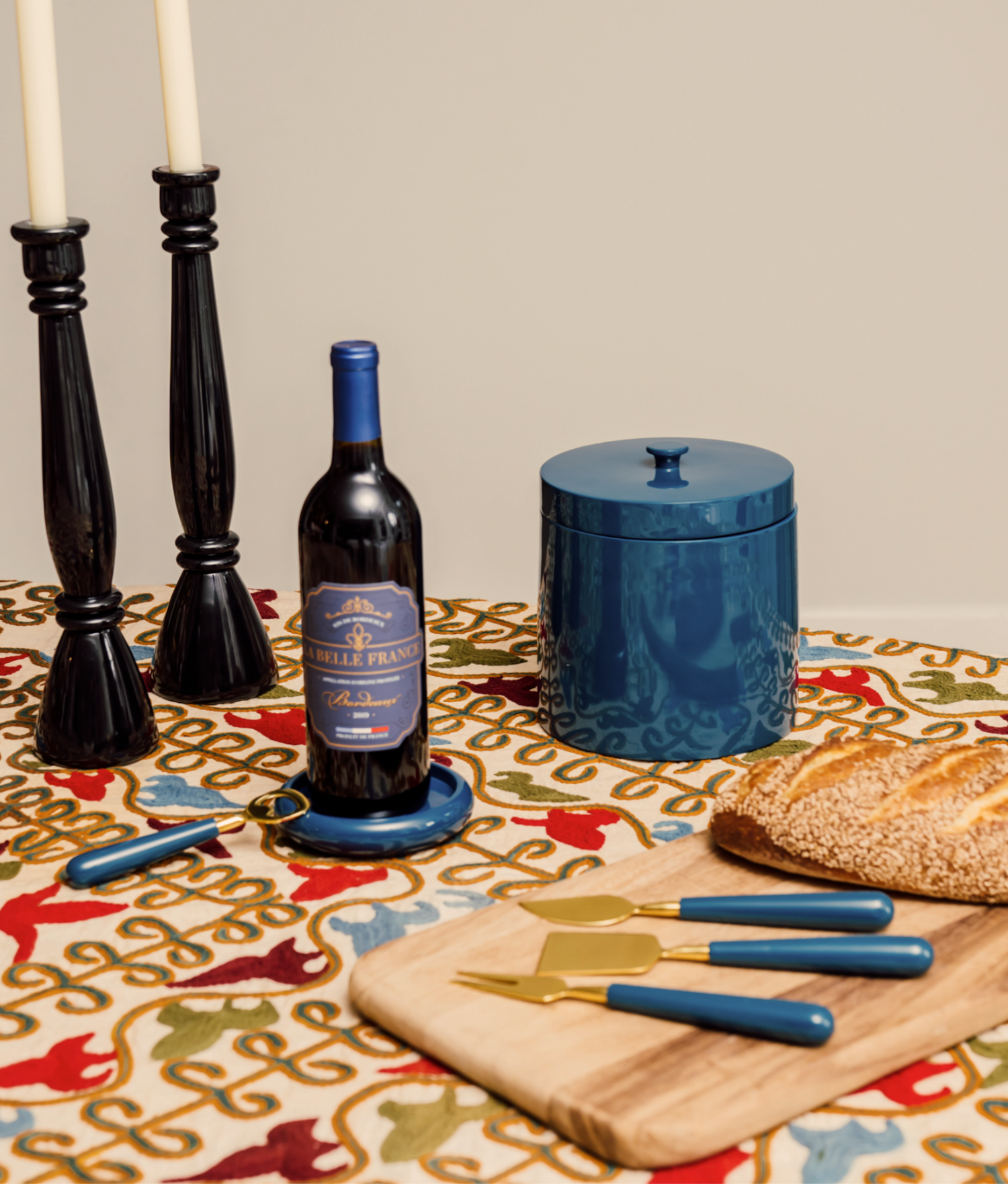 Roma Lacquered Ice Bucket, Blue