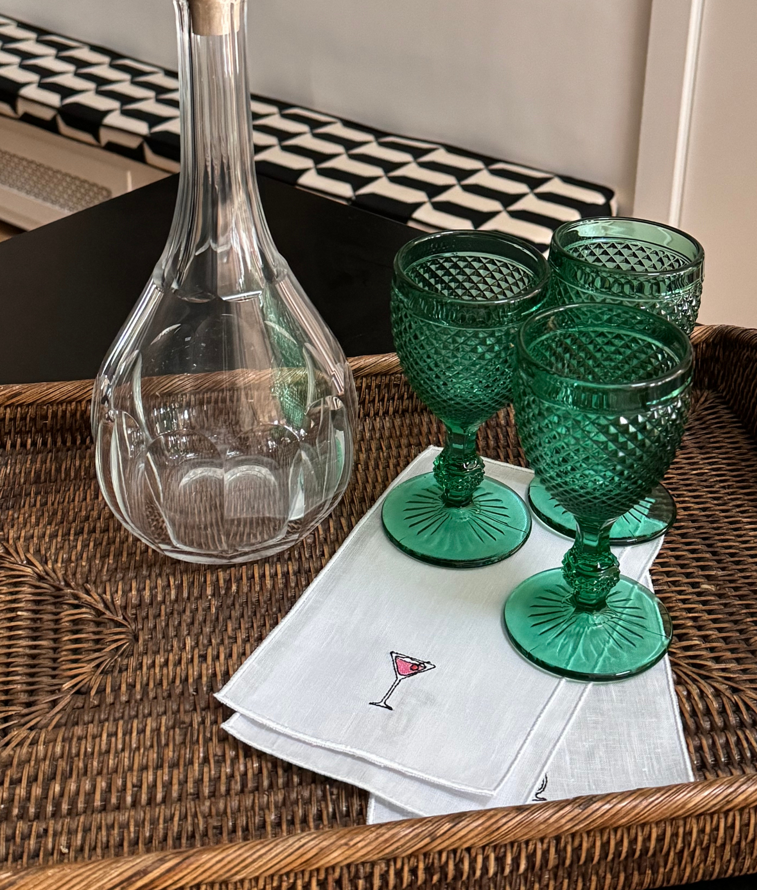 Aperitif Napkin Set, Pink Martini / Green Mojito