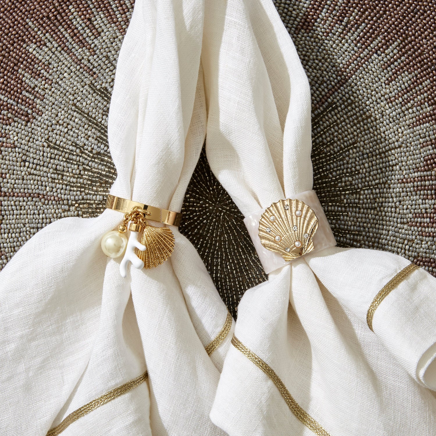 Shell Resin Napkin Rings – Pearly White (Set of 4)