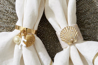 Gold Trim Linen Dinner Napkins – White (Set of 2)