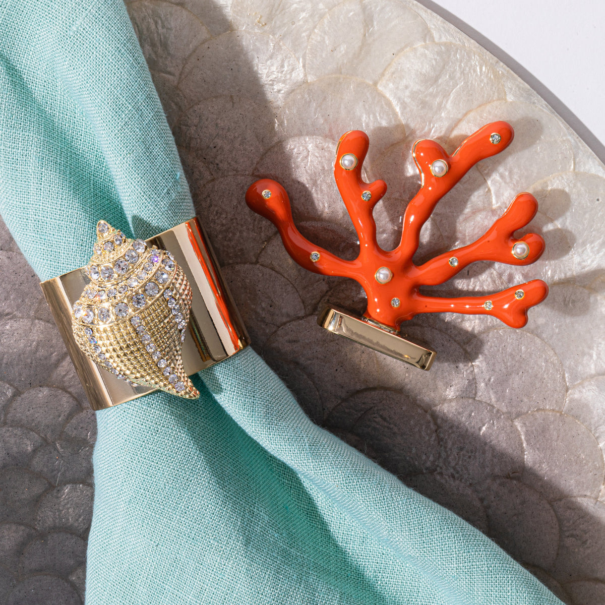 Sparkle Shell Napkin Rings (Set of 2)