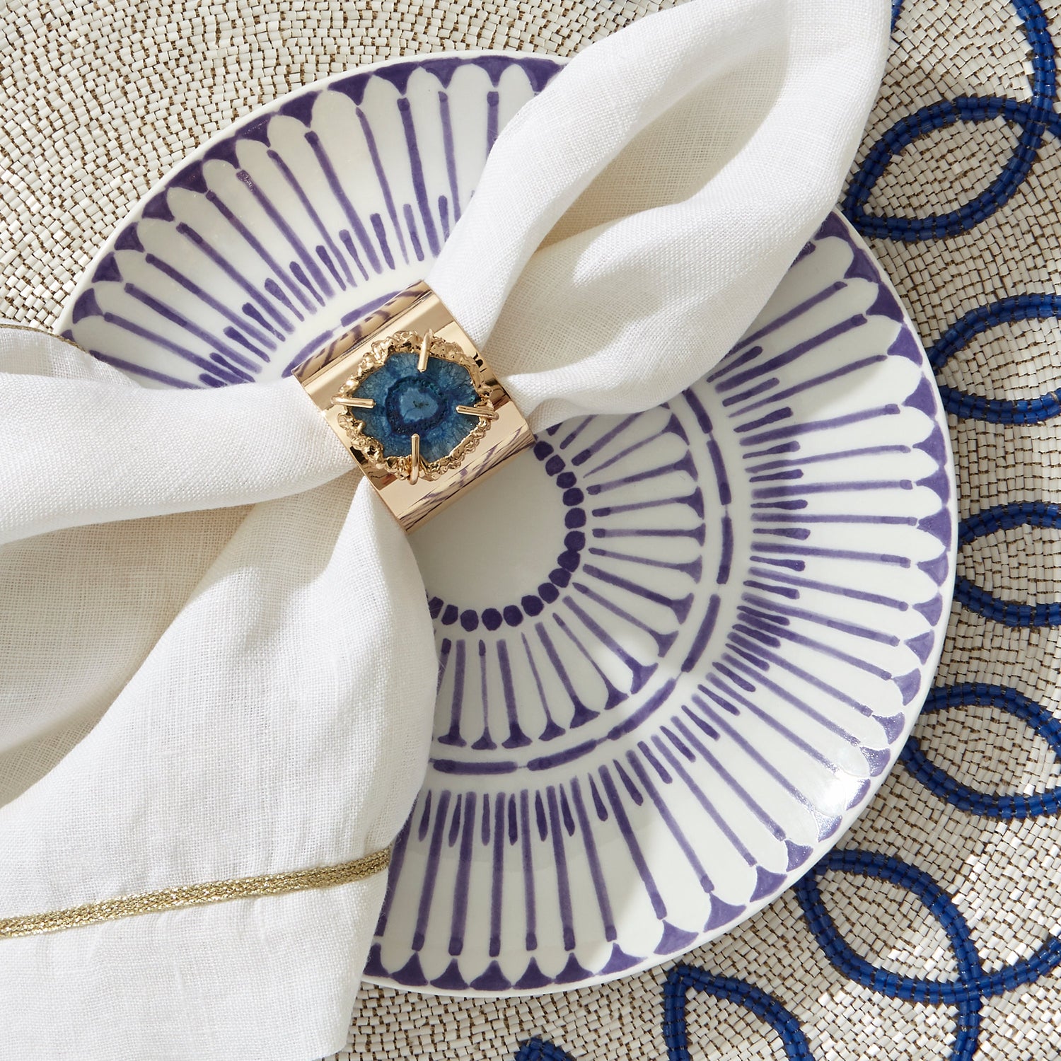 Crystal Quartz Napkin Rings – Indigo (Set of 2)