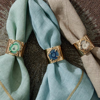 Gold Trim Dinner Napkins – Duck Egg Blue (Set of 2)