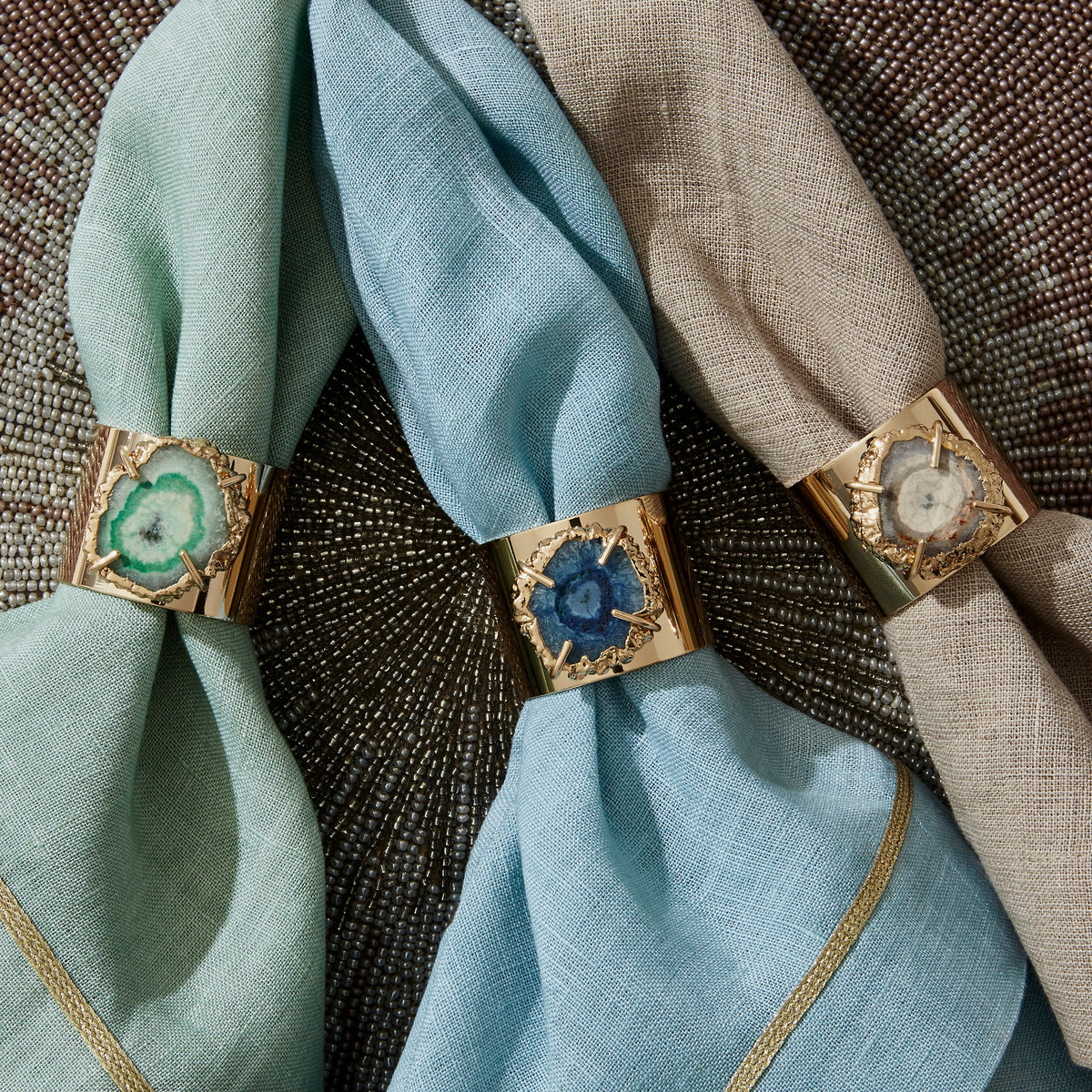 Crystal Quartz Napkin Rings – Indigo (Set of 2)