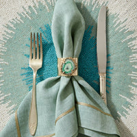Gold Trim Dinner Napkins – Seafoam (Set of 2)