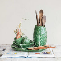 Hand Painted Green Cabbage Ceramic Plate