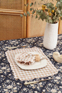 Sage Gingham Beige Fabric Placemat & Napkin Set