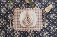 Sage Gingham Beige Fabric Placemat & Napkin Set