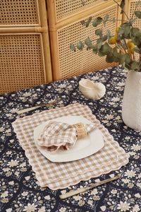 Sage Gingham Beige Fabric Placemat & Napkin Set