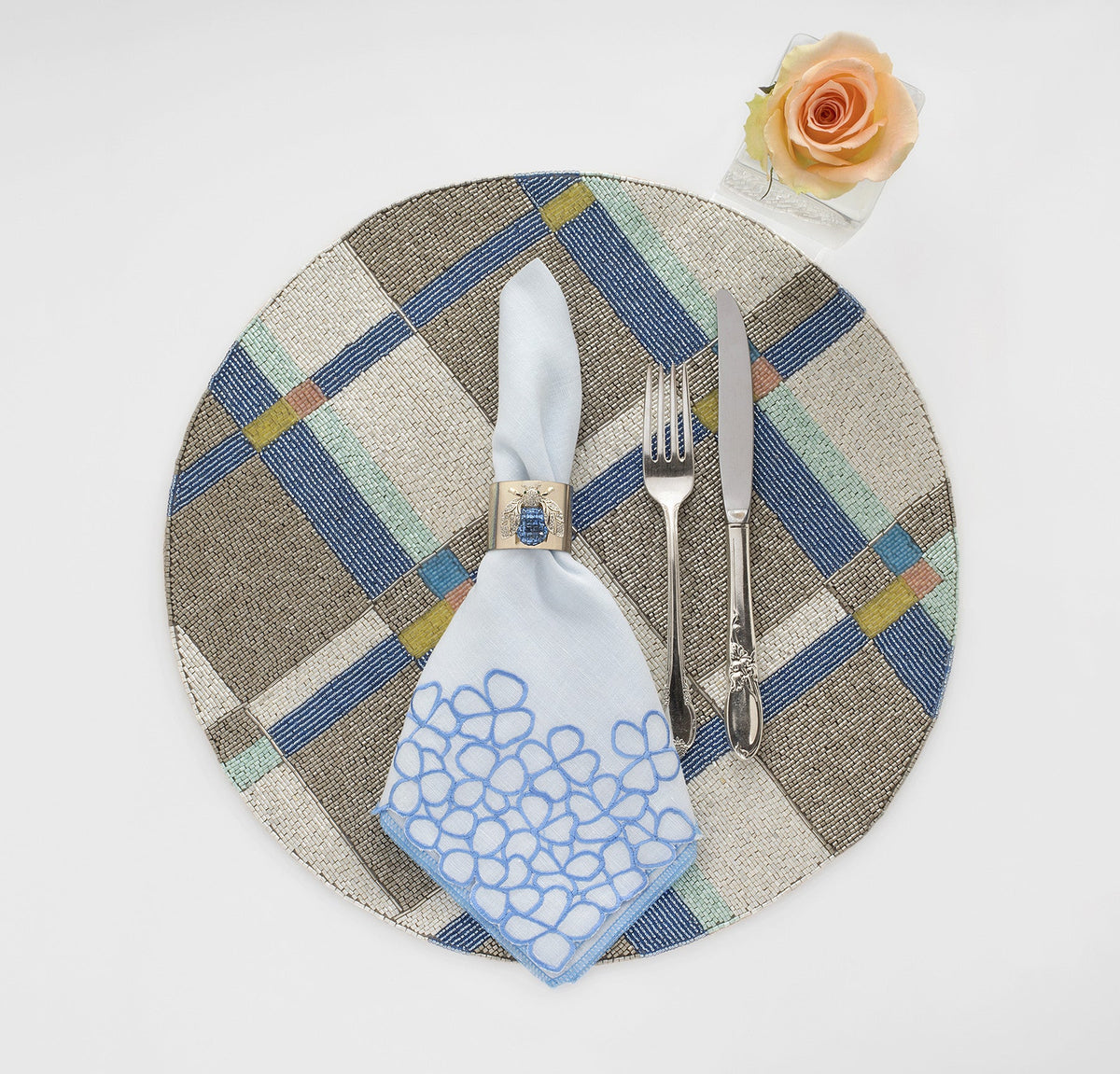 Sparkle Bee Napkin Rings – Blue (Set of 2)