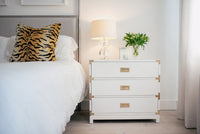 Small Carlyle Campaign Nightstand- White