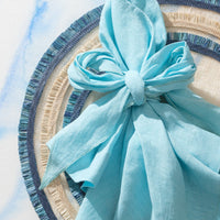 Bow Linen Napkins – Aqua (Set of 2)