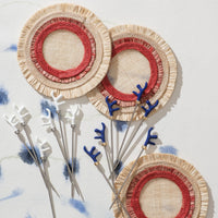Ruffle Edge Straw Coasters – Red (Set of 4)