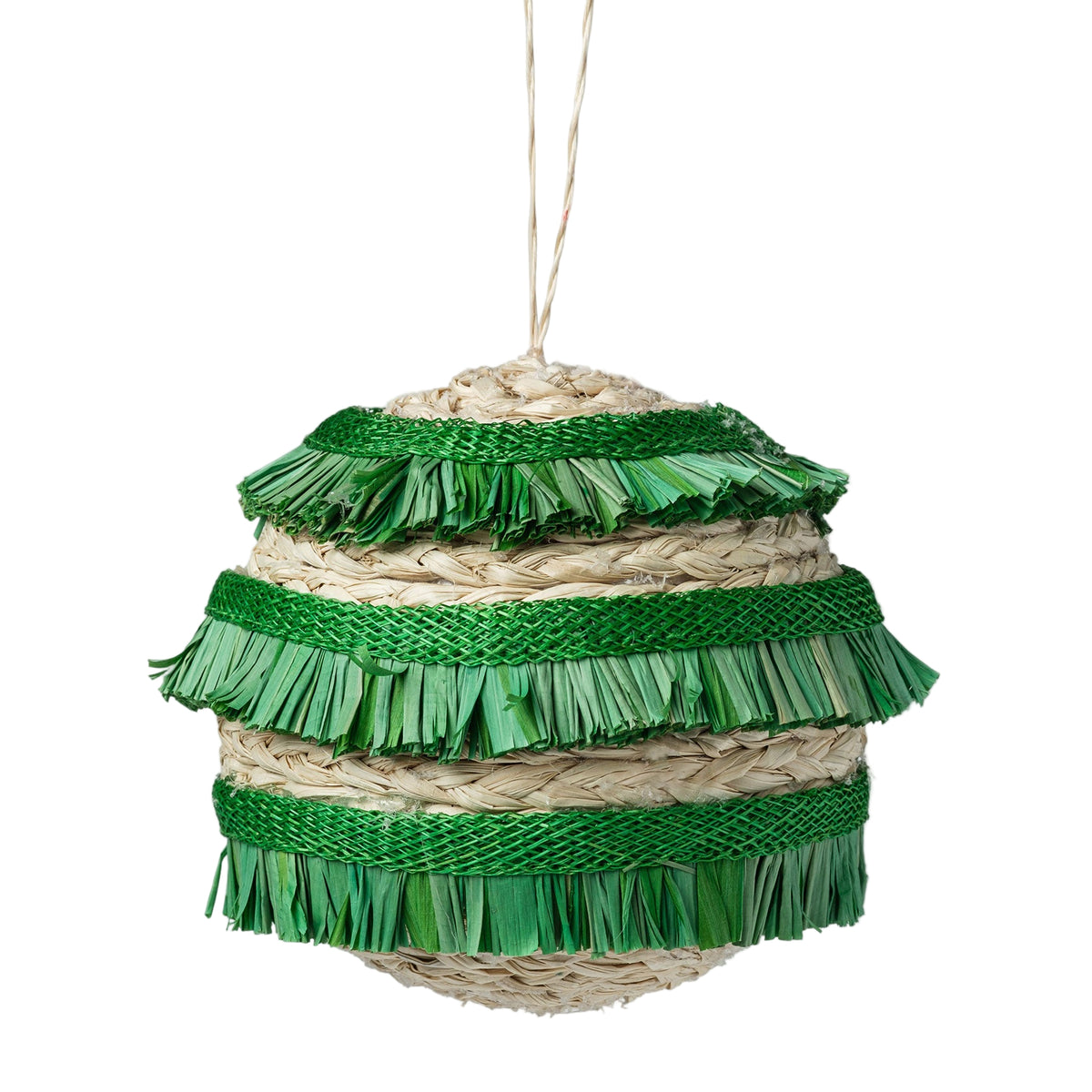 Ruffle Straw Balls, Set of Four, Green