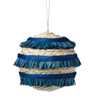 Ruffle Straw Balls, Set of Four, Blue