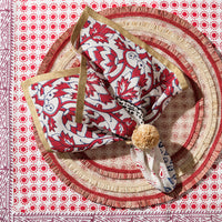 Ruffle Edge Straw Placemats – Red (Set of 4)