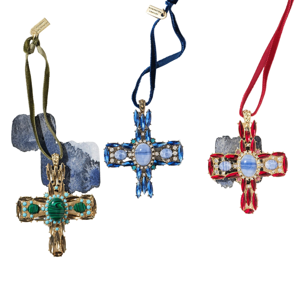 Jeweled Cross Hanging Ornament Set