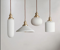 Modern Adjustable Rustic White and Brass Pendant Light (4 Styles)
