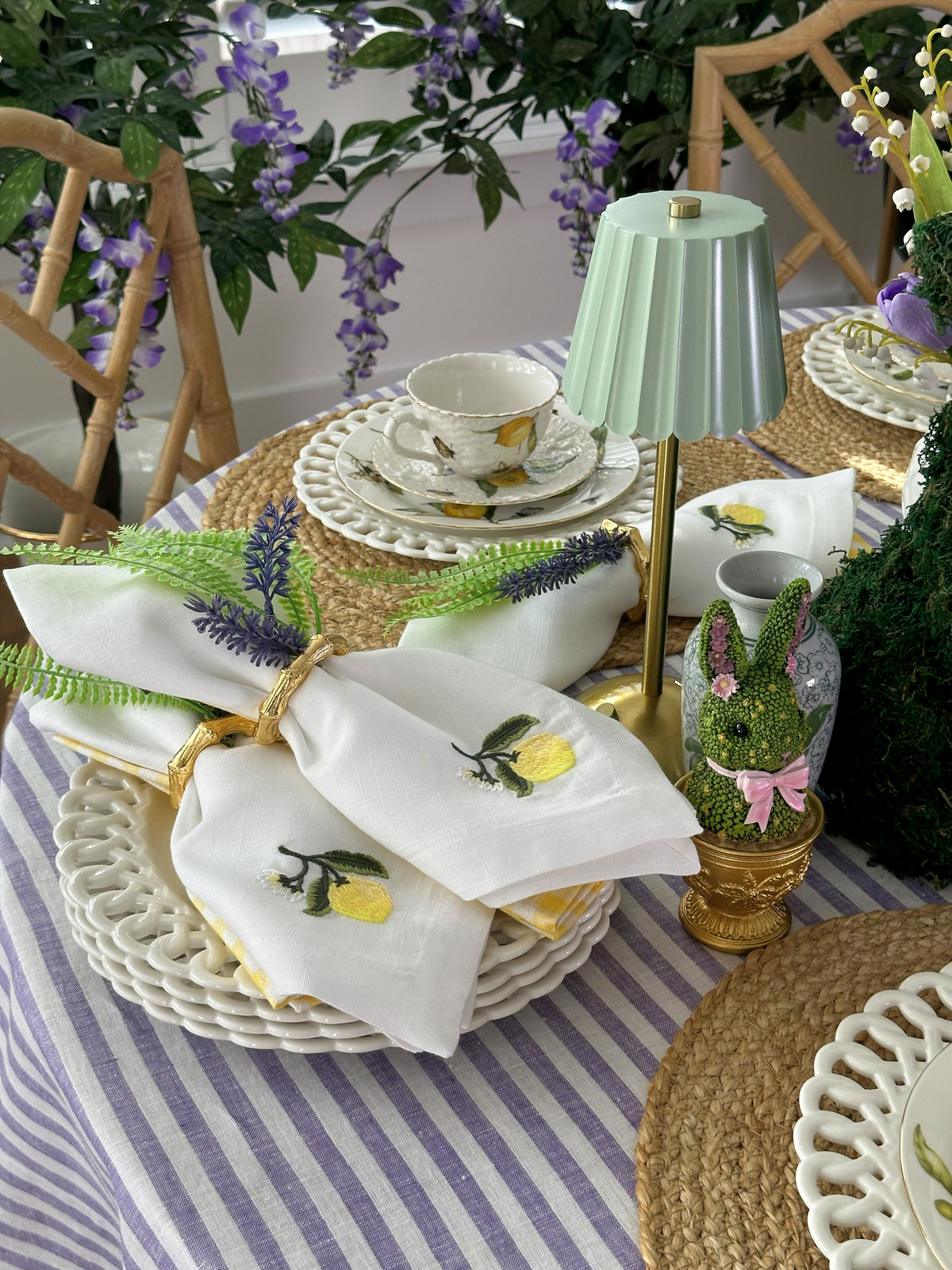 Yellow Gingham Cotton Dinner Napkin Set – Set of 2