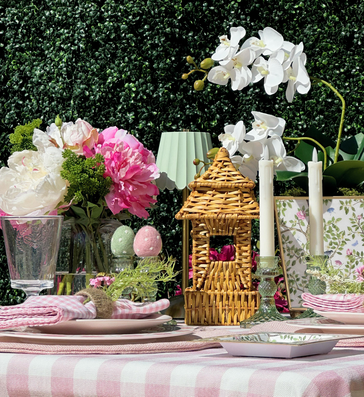 Pink Gingham Cotton Dinner Napkin 18" - Set of 2