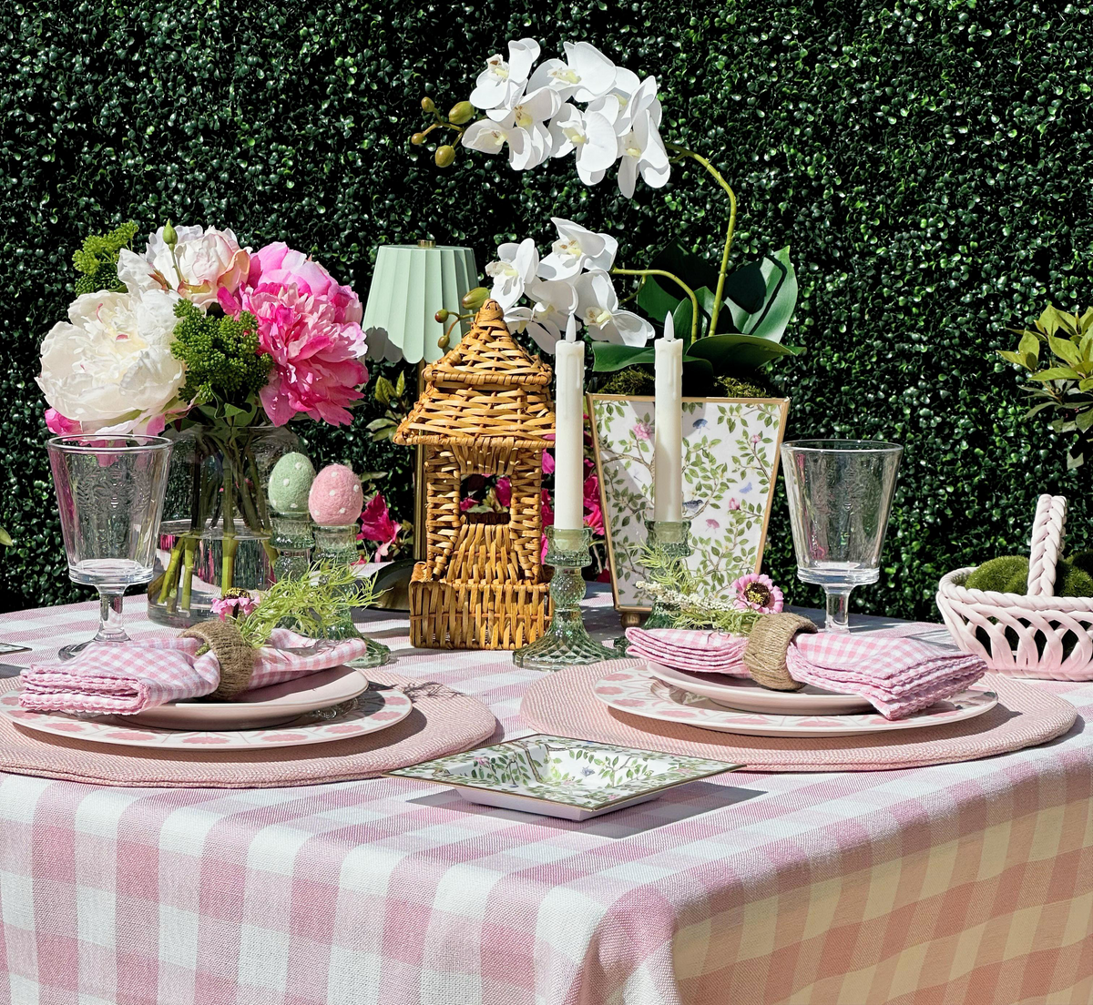 Pink Gingham Cotton Dinner Napkin 18" - Set of 2