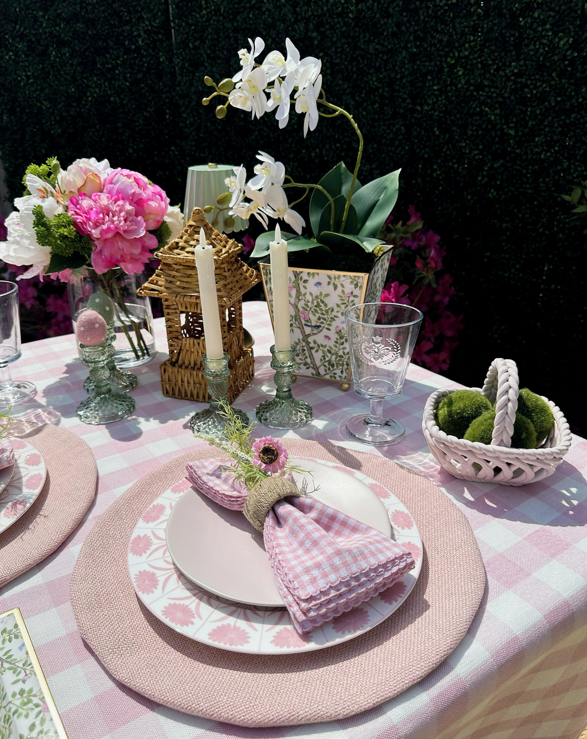 Pink Gingham Cotton Dinner Napkin 18" - Set of 2