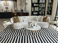 118" Curved Sofa in Cream Bouclé Performance Fabric