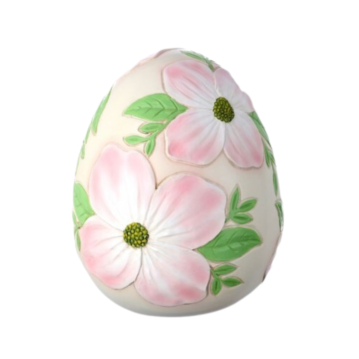 6" Resin Botanical Dogwood Hand-Painted Easter Egg