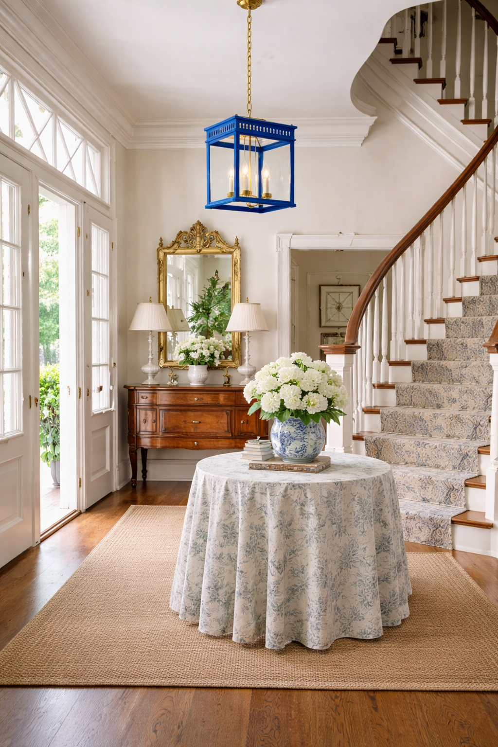 Colbalt Lantern with Gold Interior Accents