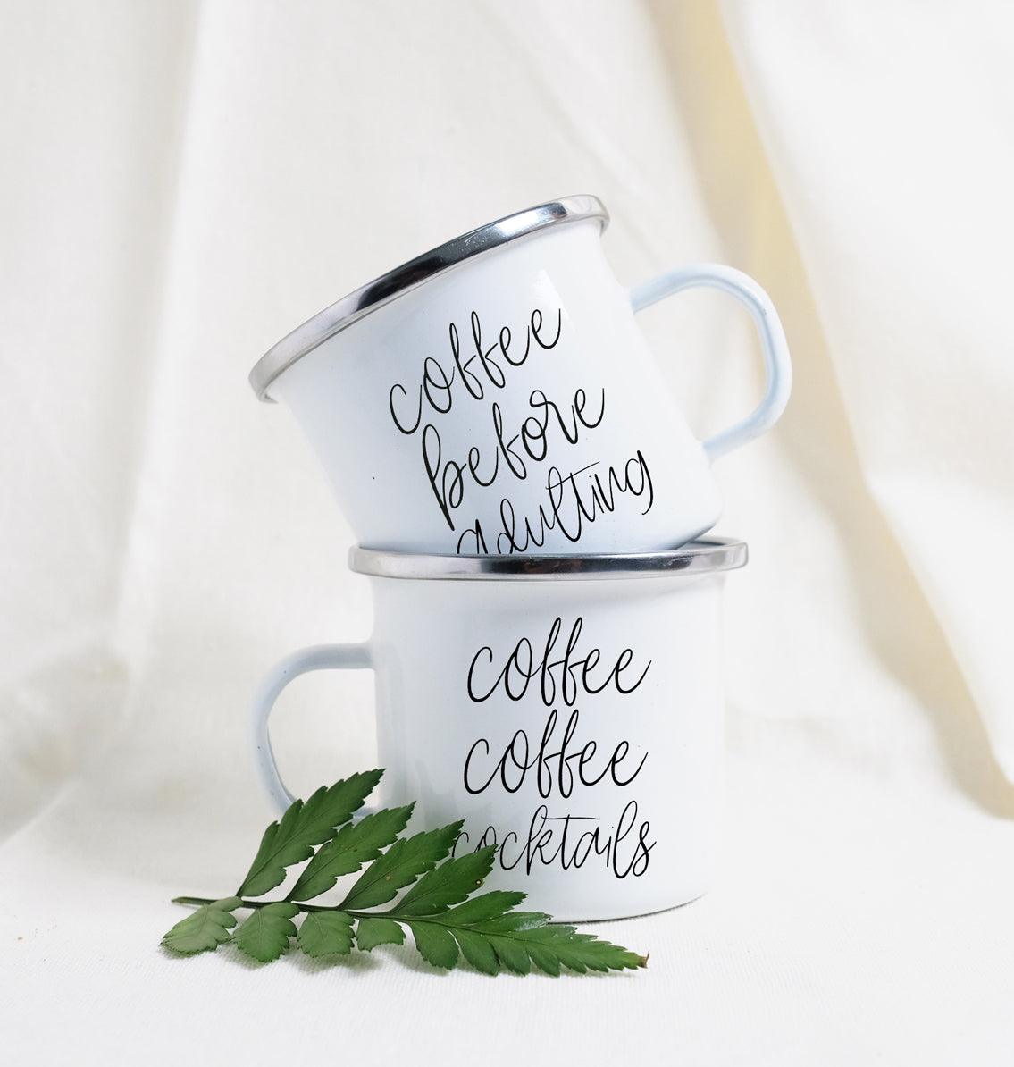 Metal Campfire Mugs 18oz (Various Quotes)