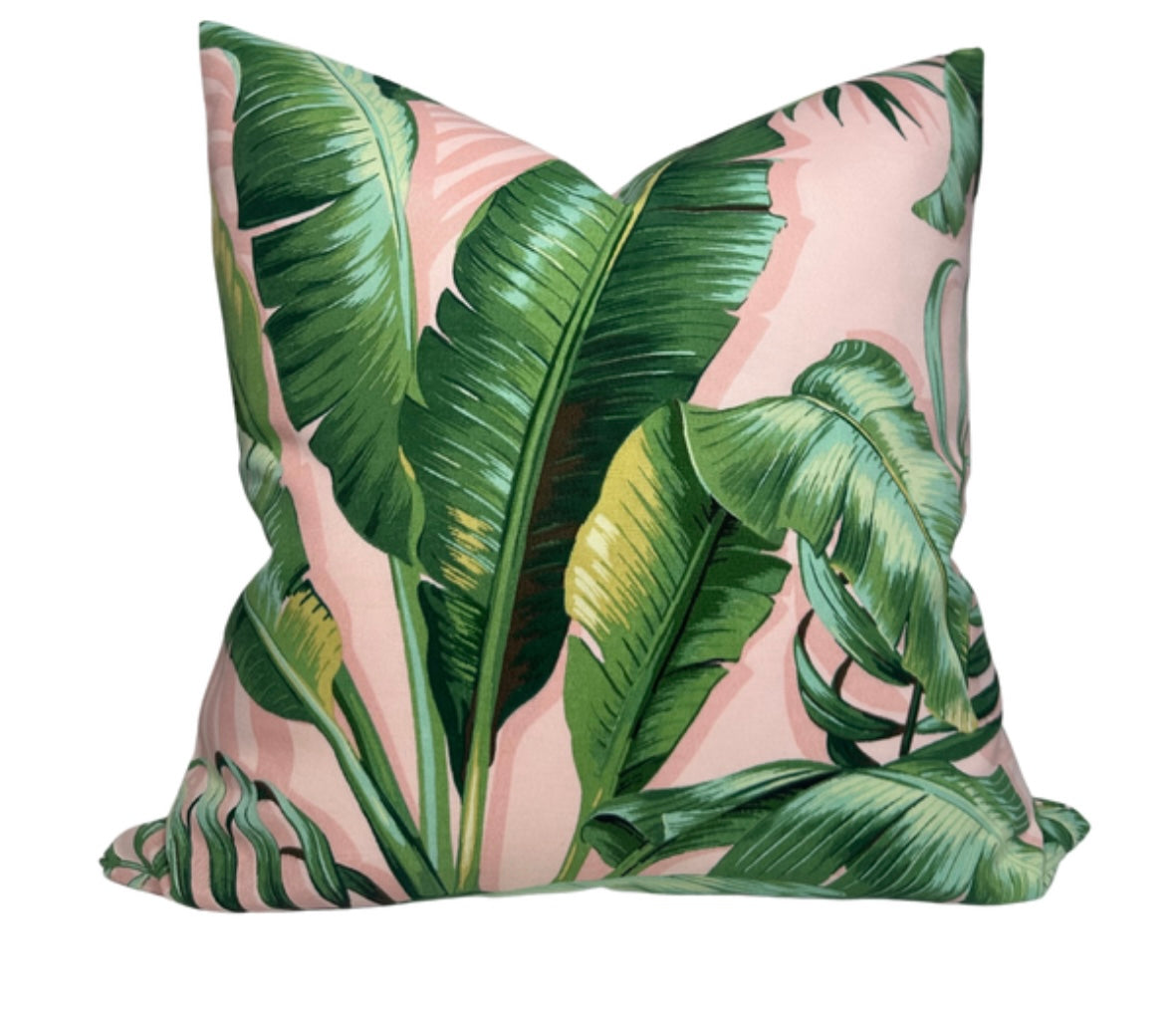 Palm Leaf Pillow Cover in Pink + Green (Various Sizes)