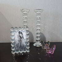 Pair of 12" Crystal Ball Candlesticks