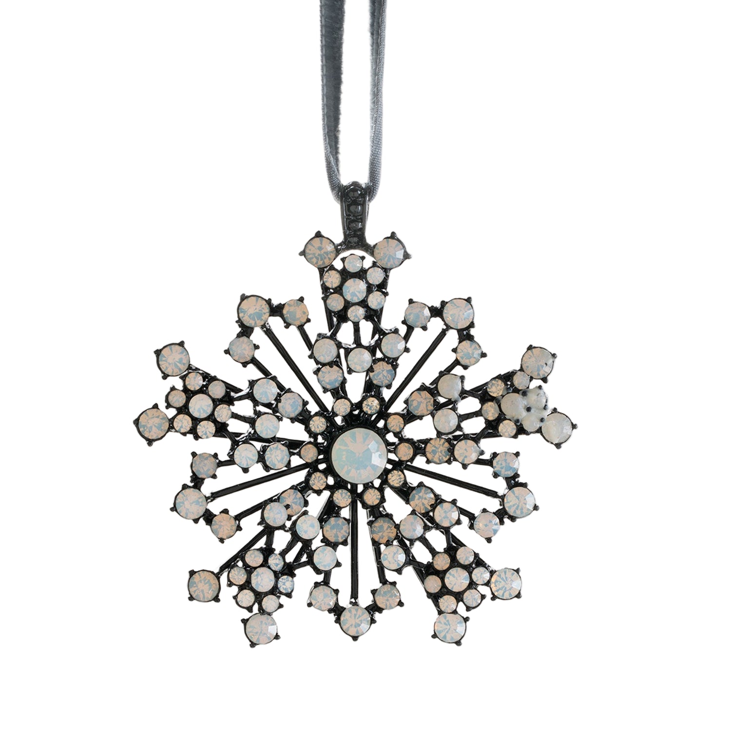 Sparkle Snowflake Ornament, Black with Opal
