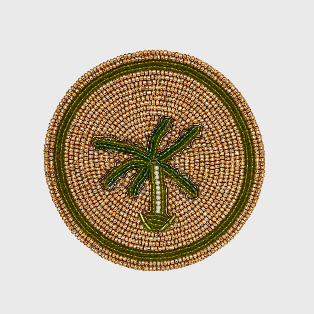 Tropical Palm Tree Hand-Beaded Coasters | Set of Four
