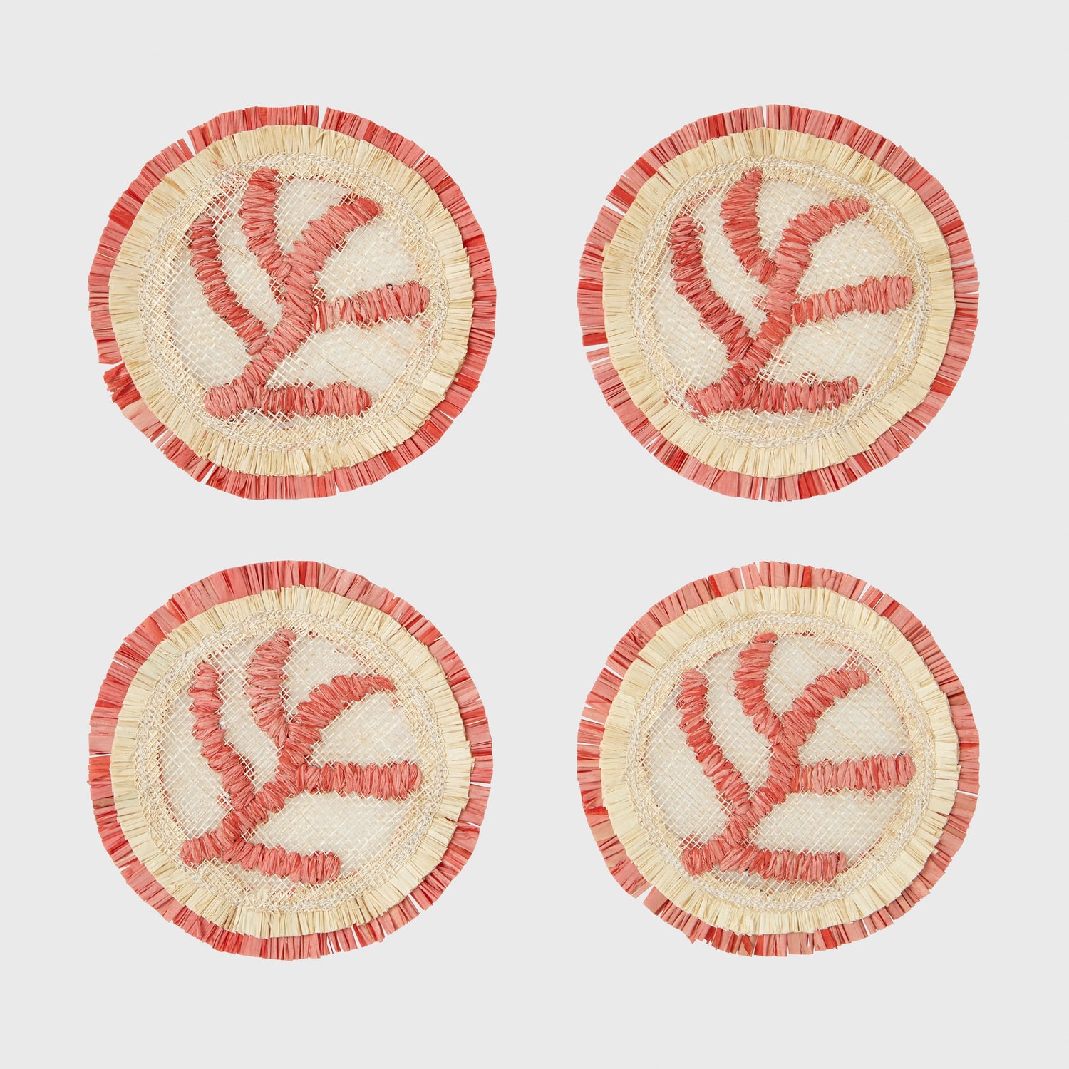 Coral Straw Coasters – Set of 4