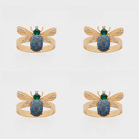 Etched Wing Bug Skinny Napkin Rings – Lapis Lazuli (Set of 4)