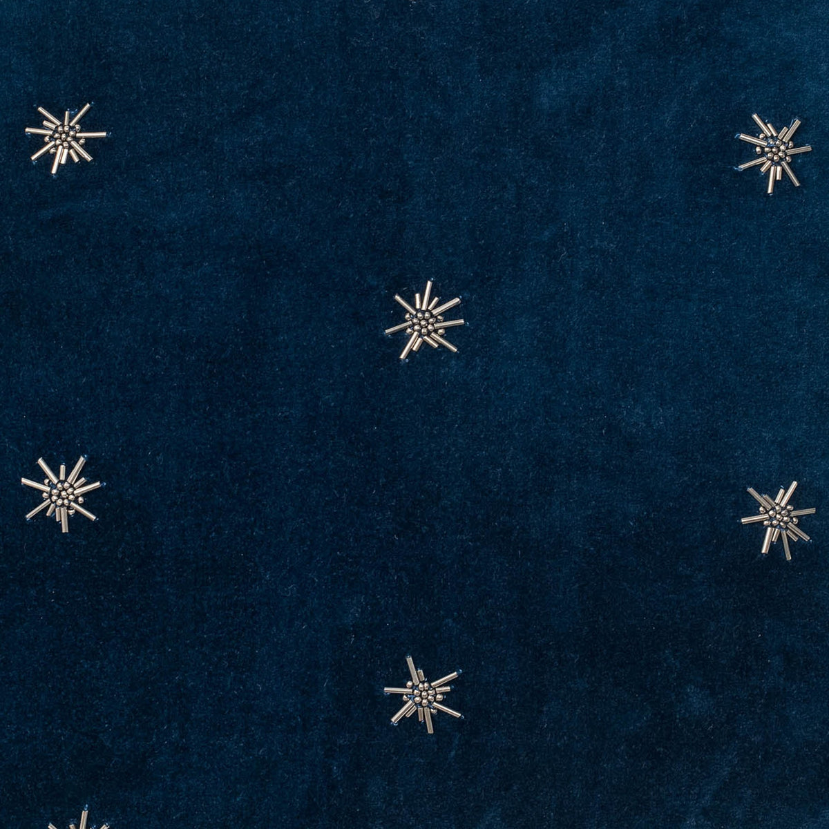 Embroidered Star Pillow – Navy Cotton Velvet