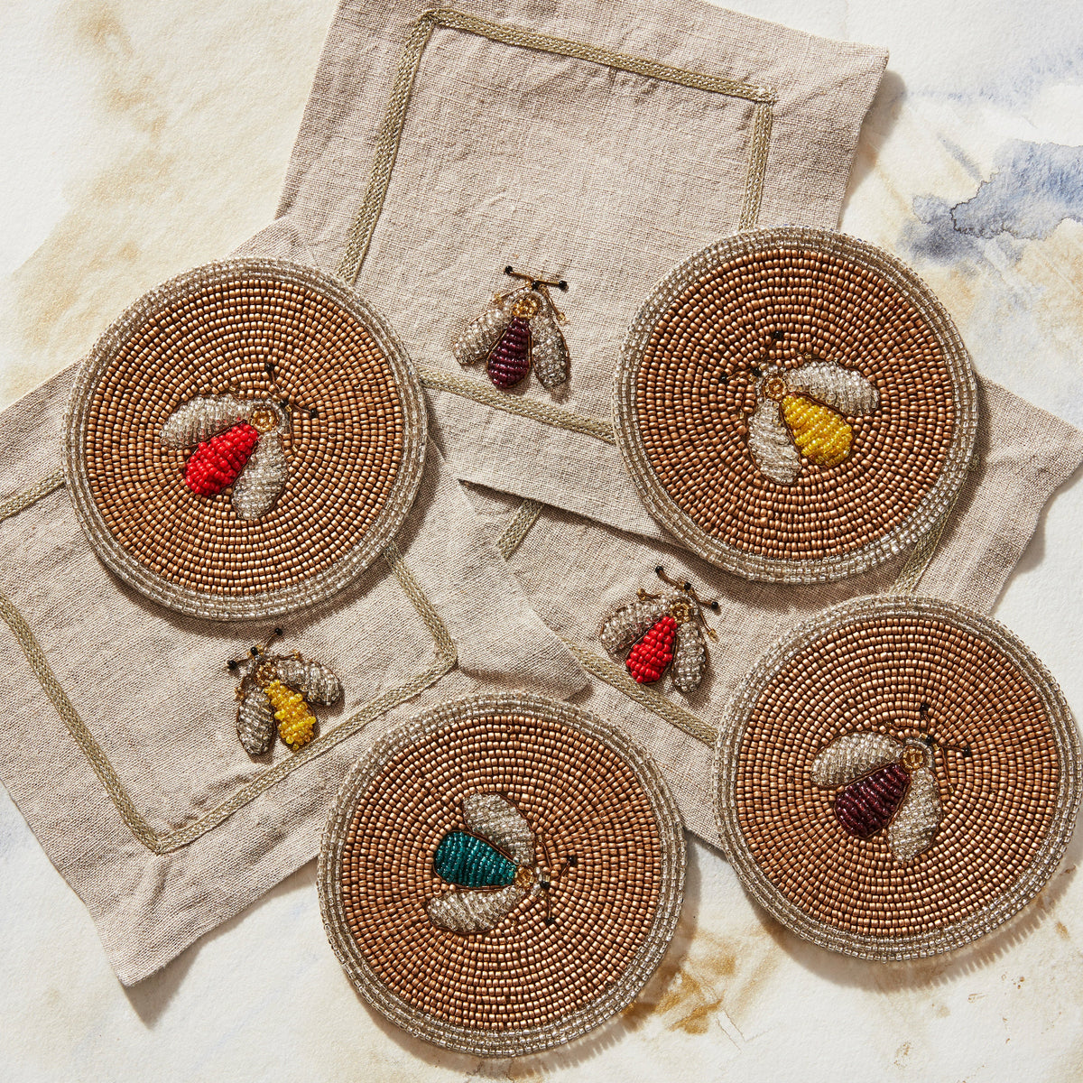 Sparkle Bee Coasters – Set of 4