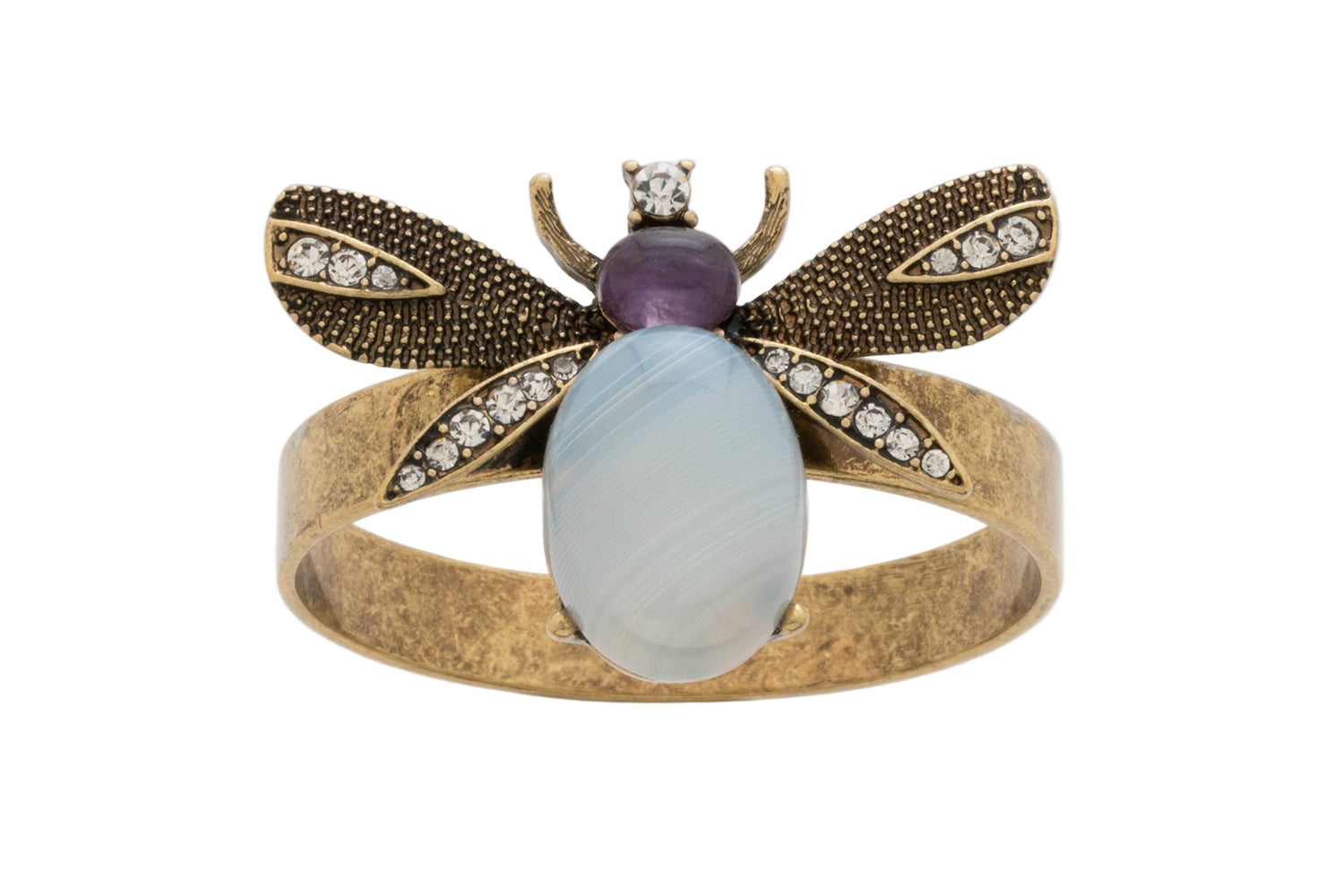 Etched Wing Bug Skinny Napkin Rings – Agate (Set of 4)